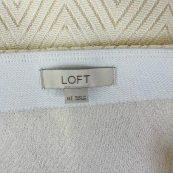 Loft cream tan chevron fringe stretch textured office preppy skirt medium tall - Picture 7 of 8